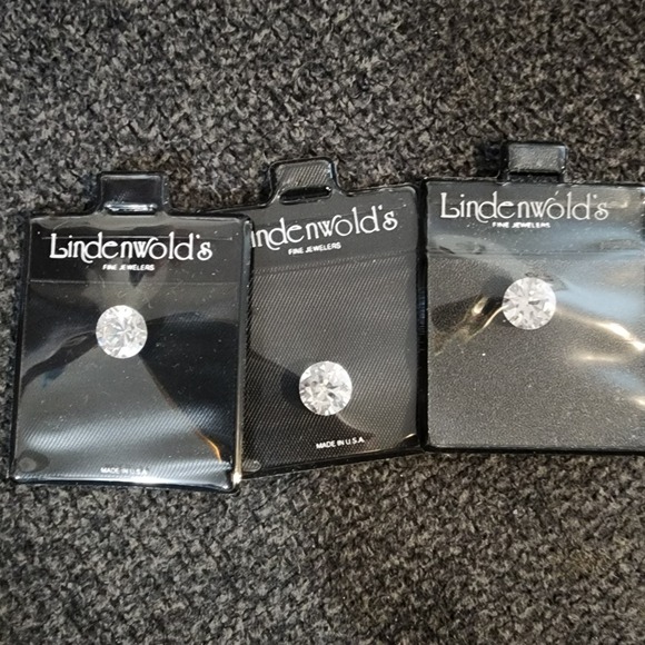 Set Of 3 Vintage Lindenwold's Fine Jewelers Simulated Loose‎ Diamond in Pouch CZ - Picture 2 of 4